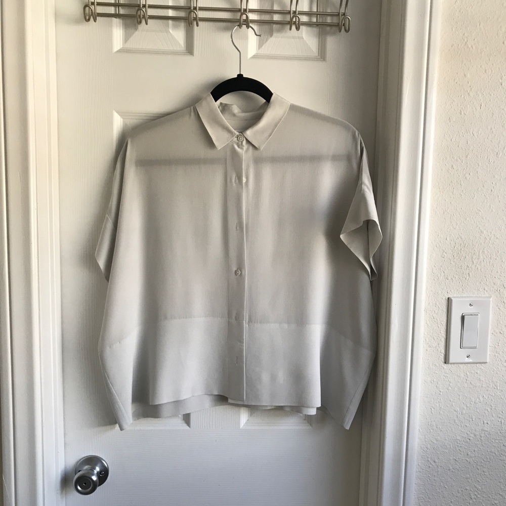 BRAND NEW Everlane Square Silk Shirt - Grey White